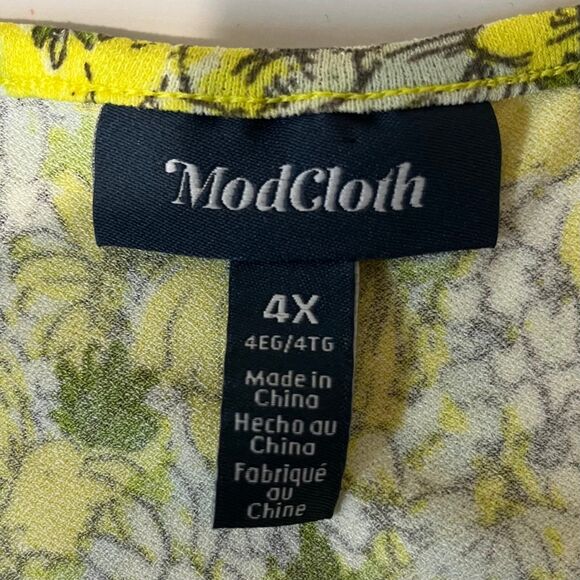 ModCloth Yellow Floral Smocked Midi Dress size 4X - Picture 5 of 6